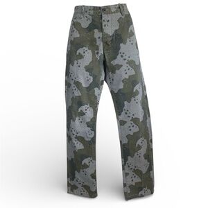 LEVI’s jeans, pixelated green camo, button front, hi rise. Medium.